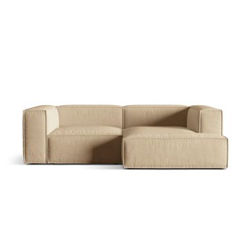 Coltar modular dreapta 3 locuri, Nuria-88, Micadoni Home, 252x147x72 cm, catifea, bej nude