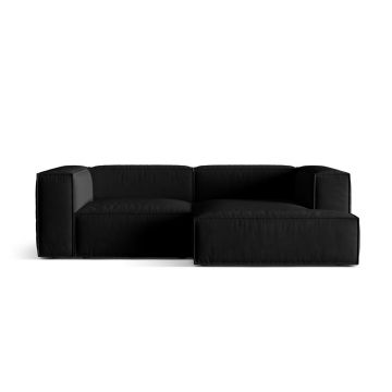 Coltar modular dreapta 3 locuri, Nuria-88, Micadoni Home, 252x147x72 cm, catifea, negru