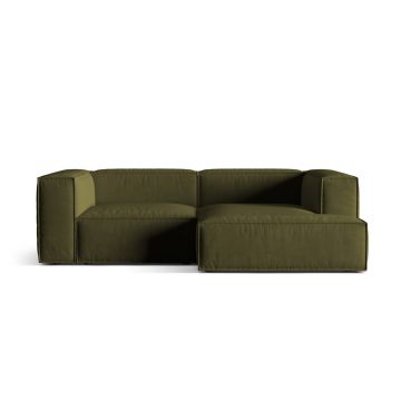 Coltar modular dreapta 3 locuri, Nuria-88, Micadoni Home, 252x147x72 cm, catifea, verde moss melange