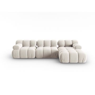Coltar modular dreapta 4 locuri, Bellis-51, Micadoni Home, 282x155x70 cm, catifea, bej inchis