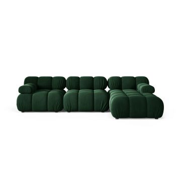 Coltar modular dreapta 4 locuri, Bellis-51, Micadoni Home, 282x155x70 cm, catifea, verde bottle