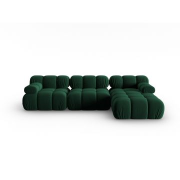 Coltar modular dreapta 4 locuri, Bellis-51, Micadoni Home, 282x155x70 cm, catifea, verde bottle