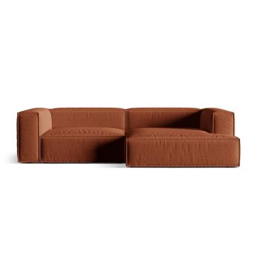 Coltar modular dreapta 4 locuri, Nuria-215, Micadoni Home, 292x147x72 cm, tesatura structurata chenille, caramiziu