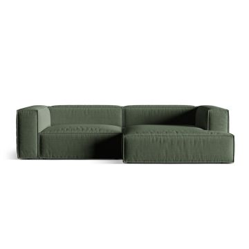 Coltar modular dreapta 4 locuri, Nuria-215, Micadoni Home, 292x147x72 cm, tesatura structurata chenille, verde moss