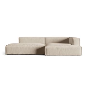 Coltar modular dreapta 4 locuri, Nuria-215, Micadoni Home, 312x147x72 cm, tesatura structurata chenille, bej