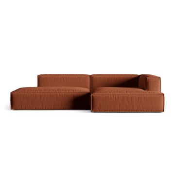 Coltar modular dreapta 4 locuri, Nuria-215, Micadoni Home, 312x147x72 cm, tesatura structurata chenille, caramiziu
