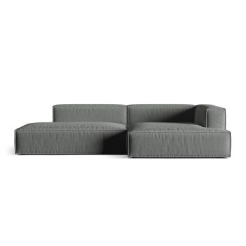 Coltar modular dreapta 4 locuri, Nuria-215, Micadoni Home, 312x147x72 cm, tesatura structurata chenille, gri