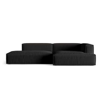 Coltar modular dreapta 4 locuri, Nuria-215, Micadoni Home, 312x147x72 cm, tesatura structurata chenille, negru