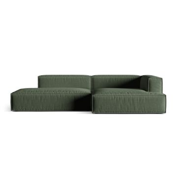 Coltar modular dreapta 4 locuri, Nuria-215, Micadoni Home, 312x147x72 cm, tesatura structurata chenille, verde moss