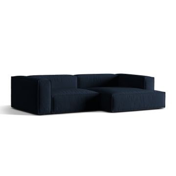 Coltar modular dreapta 4 locuri, Nuria-88, Micadoni Home, 292x147x72 cm, catifea, albastru inchis