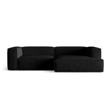 Coltar modular dreapta 4 locuri, Nuria-88, Micadoni Home, 292x147x72 cm, catifea, negru