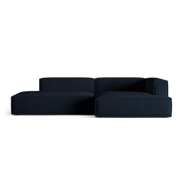 Coltar modular dreapta 4 locuri, Nuria-88, Micadoni Home, 312x147x72 cm, catifea, albastru inchis