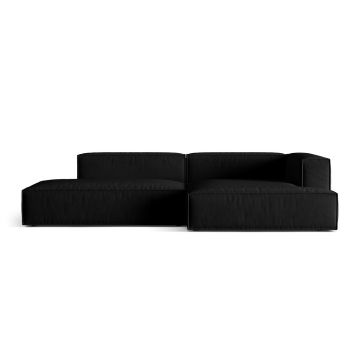 Coltar modular dreapta 4 locuri, Nuria-88, Micadoni Home, 312x147x72 cm, catifea, negru