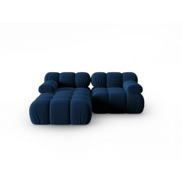 Coltar modular stanga 3 locuri, Bellis-51, Micadoni Home, 188x155x70 cm, catifea, albastru regal