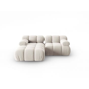 Coltar modular stanga 3 locuri, Bellis-51, Micadoni Home, 188x155x70 cm, catifea, bej inchis