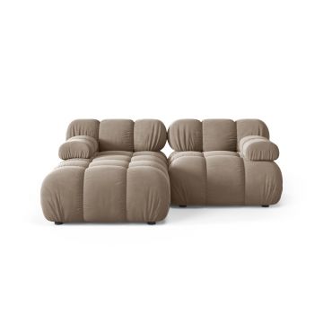 Coltar modular stanga 3 locuri, Bellis-51, Micadoni Home, 188x155x70 cm, catifea, cappuccino