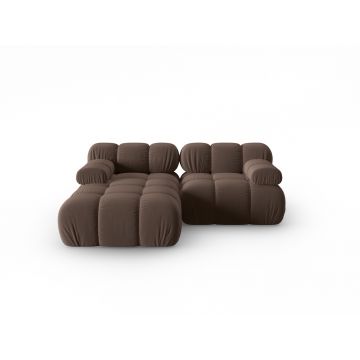 Coltar modular stanga 3 locuri, Bellis-51, Micadoni Home, 188x155x70 cm, catifea, maro inchis