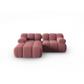 Coltar modular stanga 3 locuri, Bellis-51, Micadoni Home, 188x155x70 cm, catifea, roz