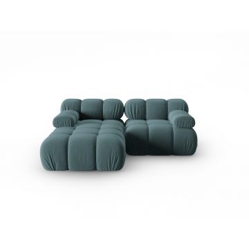 Coltar modular stanga 3 locuri, Bellis-51, Micadoni Home, 188x155x70 cm, catifea, turcoaz