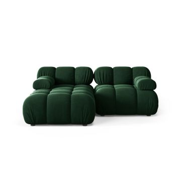 Coltar modular stanga 3 locuri, Bellis-51, Micadoni Home, 188x155x70 cm, catifea, verde bottle