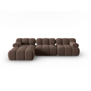 Coltar modular stanga 4 locuri, Bellis-51, Micadoni Home, 282x155x70 cm, catifea, maro inchis