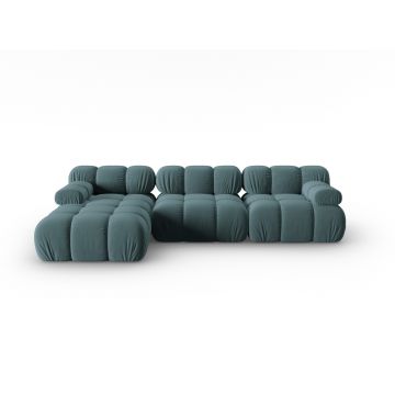 Coltar modular stanga 4 locuri, Bellis-51, Micadoni Home, 282x155x70 cm, catifea, turcoaz
