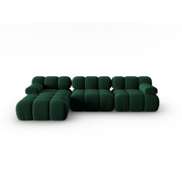 Coltar modular stanga 4 locuri, Bellis-51, Micadoni Home, 282x155x70 cm, catifea, verde bottle