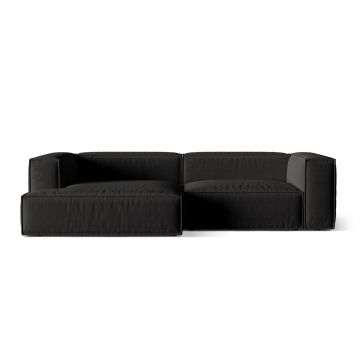 Coltar modular stanga 4 locuri, Nuria-215, Micadoni Home, 292x147x72 cm, tesatura structurata chenille, negru