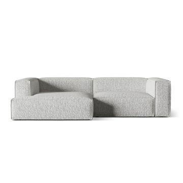 Coltar modular stanga 4 locuri, Nuria-260, Micadoni Home, 292x147x72 cm, tesatura boucle, argintiu