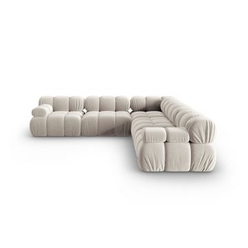 Coltar simetric 5 locuri, Bellis-51, Micadoni Home, 282x282x70 cm, catifea, bej inchis