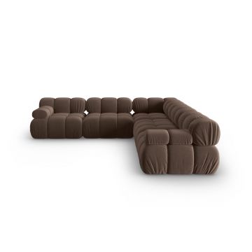 Coltar simetric 5 locuri, Bellis-51, Micadoni Home, 282x282x70 cm, catifea, maro inchis