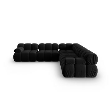 Coltar simetric 5 locuri, Bellis-51, Micadoni Home, 282x282x70 cm, catifea, negru