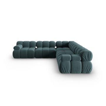 Coltar simetric 5 locuri, Bellis-51, Micadoni Home, 282x282x70 cm, catifea, turcoaz