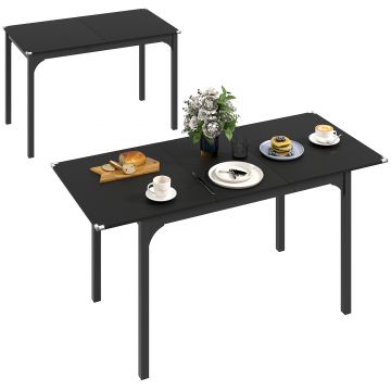 HOMCOM Masă de Grădină Extensibilă pentru 4-6 Persoane cu Picioare din Oțel, 160x70x75 cm, Negru | Aosom Romania HOMCOM Masă de Grădină Extensibilă pentru 4-6 Persoane cu Picioare din Oțel, 160x70x75 cm, Negru | Aosom Romania