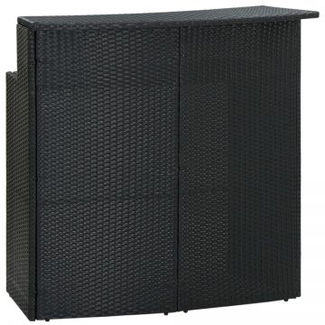 Masă de bar de grădină, negru, 120x55x110 cm, poliratan