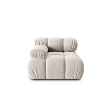Modul stanga pentru canapea, 1 loc, Bellis-51, Micadoni Home, 94x94x70 cm, catifea, bej inchis