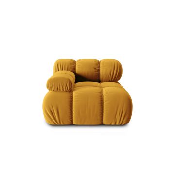 Modul stanga pentru canapea, 1 loc, Bellis-51, Micadoni Home, 94x94x70 cm, catifea, galben