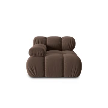 Modul stanga pentru canapea, 1 loc, Bellis-51, Micadoni Home, 94x94x70 cm, catifea, maro inchis