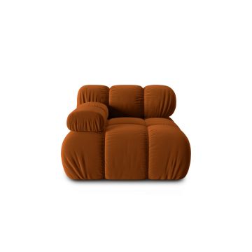 Modul stanga pentru canapea, 1 loc, Bellis-51, Micadoni Home, 94x94x70 cm, catifea, teracota
