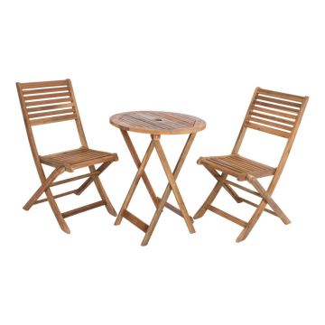 Set de dining pentru grădină în culoare naturală din lemn de acacia pentru 2 persoane Ibarra – Garden Pleasure