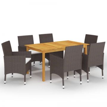 Set mobilier de grădină, 7 piese, maro