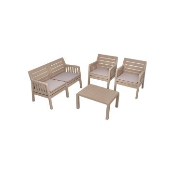 Set mobilier de grădină bej pentru 4 persoane Lara – Floriane Garden