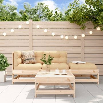 Set mobilier de grădină cu perne, 4 piese, lemn masiv