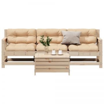 Set mobilier de grădină cu perne, 4 piese, lemn masiv de pin