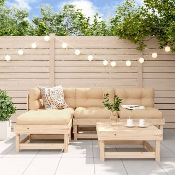 Set mobilier de grădină cu perne, 5 piese, lemn masiv