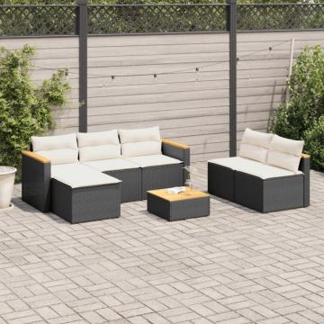 Set mobilier de grădină cu perne, 5 piese,poliratan/lemn acacia