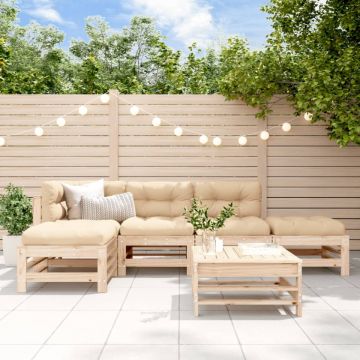 Set mobilier de grădină cu perne, 6 piese, lemn masiv
