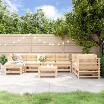 Set mobilier de grădină din 8 piese, lemn masiv de pin