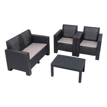 Set mobilier de grădină gri antracit pentru 4 persoane Aksu – Floriane Garden