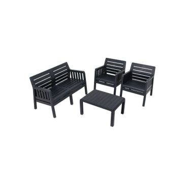Set mobilier de grădină gri antracit pentru 4 persoane Lara – Floriane Garden